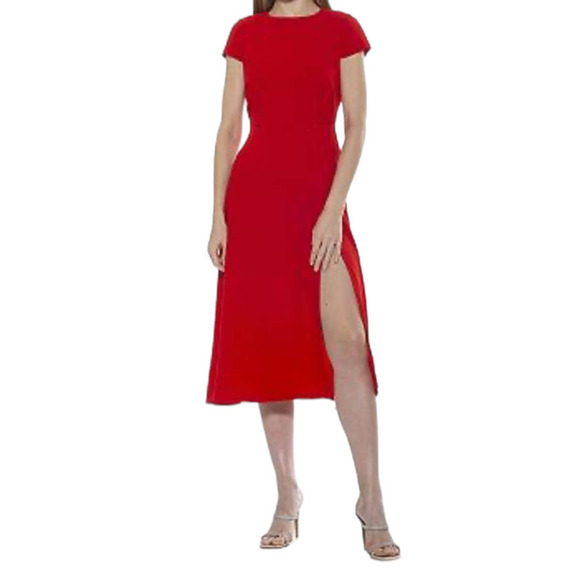 Alexia Admor dress Lily high slit midi red size 14 - Picture 1 of 5